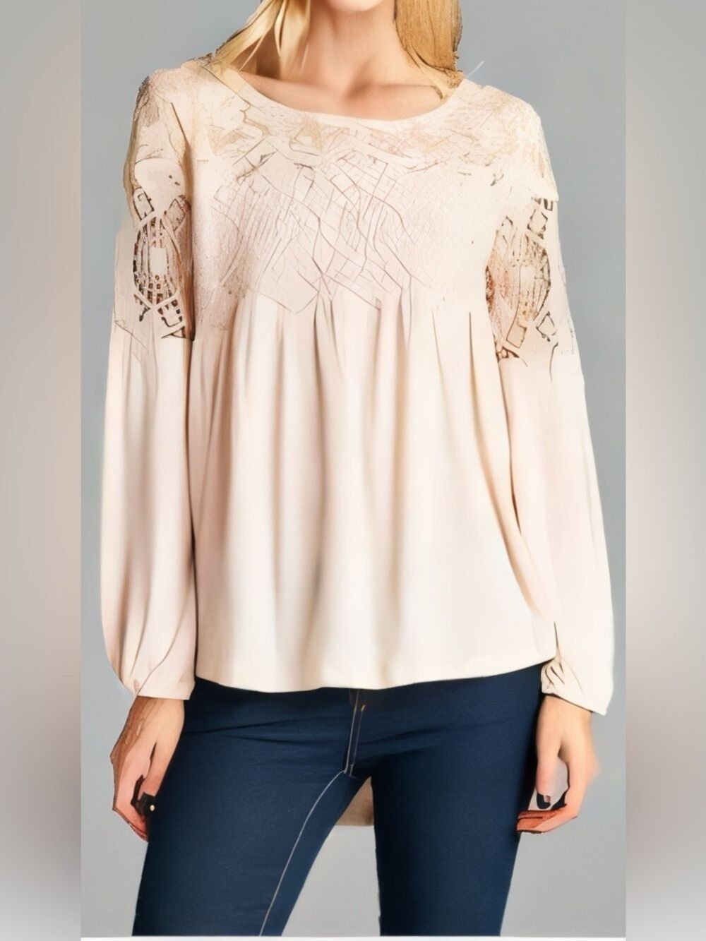 Sundance Lace Panel Light Pink Top XS